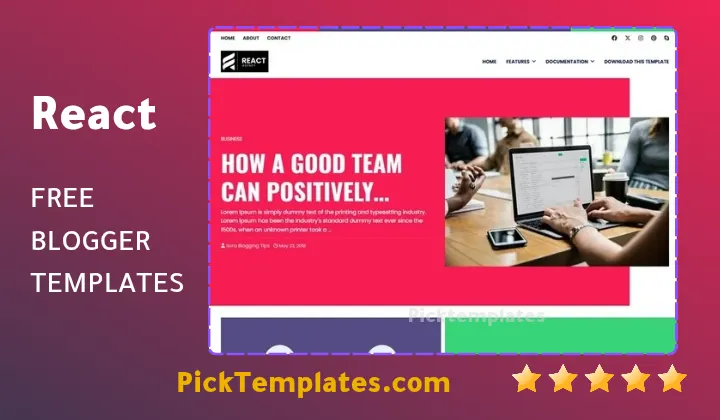 React blogger template 2026 free Download