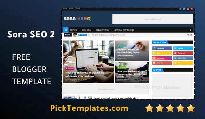 Sora SEO 2 Blogger Template