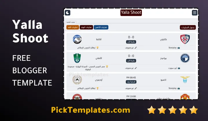 Yalla Shoot Blogger Template