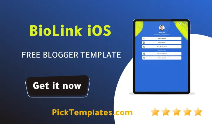 Biolink iOS Blogger Template 2026