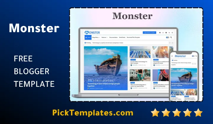 Monster Blogger Template - Best Free Theme Monster Blogger Template