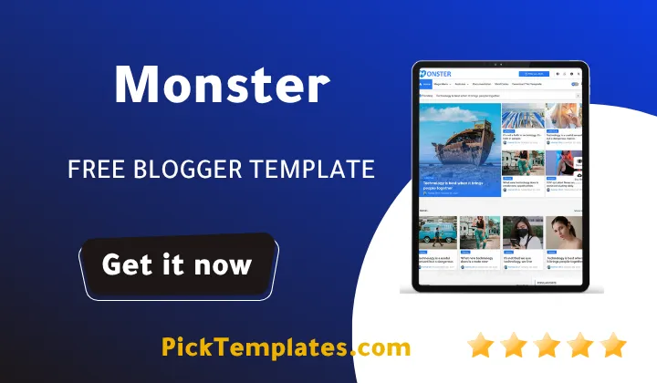 Monster Blogger Template - Best Free Theme