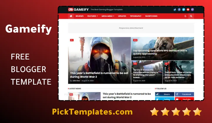 Gameify Blogger Template Gameify Blogger Template