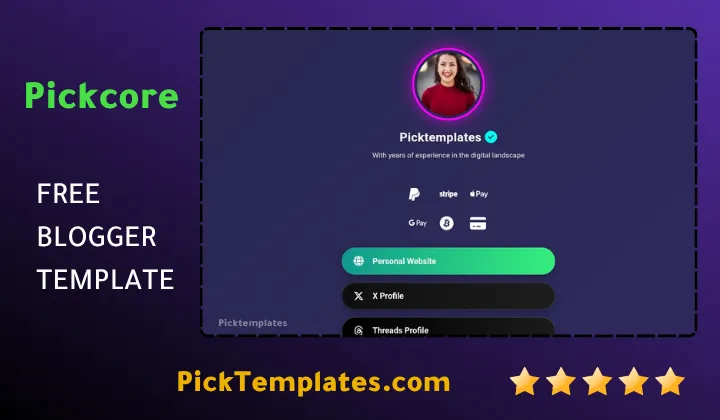 Pickcore Blogger Template BioLink Generator