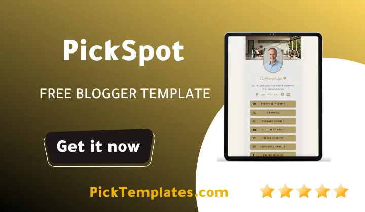 Pickspot Blogger Template Free BioLink Generator