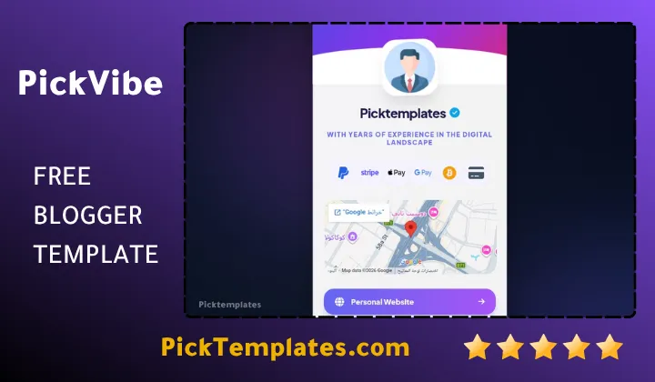 pickvibe blogger template biolink generator