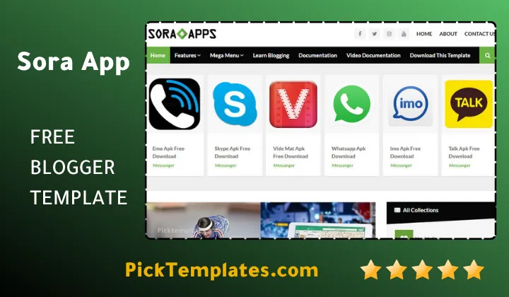 Sora App Blogger Template