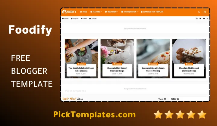 Foodify Blogger Template
