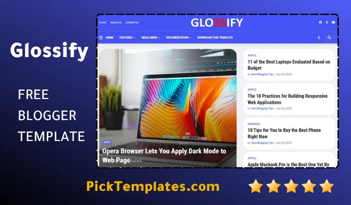 Glossify Blogger Template Versatile Canvas Glossify Blogger Template