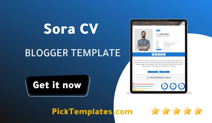 Sora CV Blogger Template Impressive Portfolio Sora CV Blogger Theme